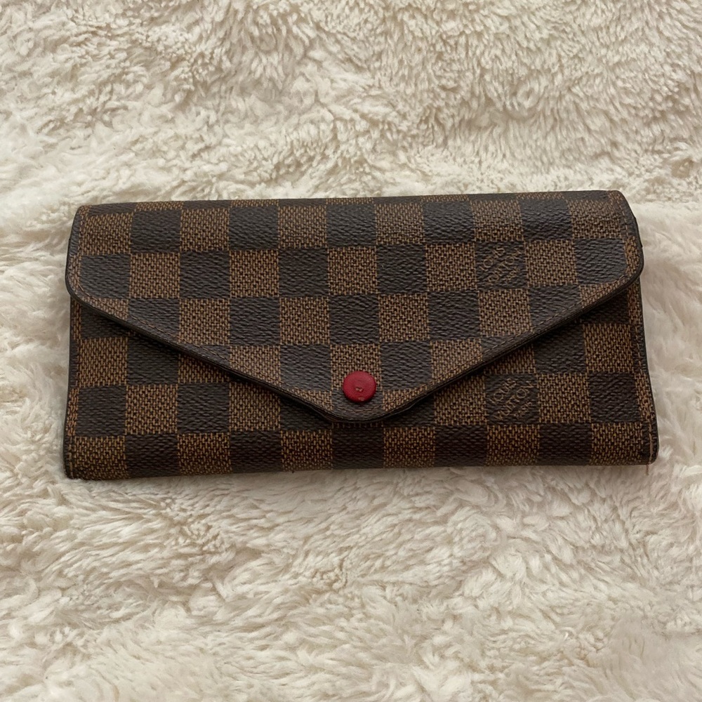 Louis Vuitton wallet damier print brown and red